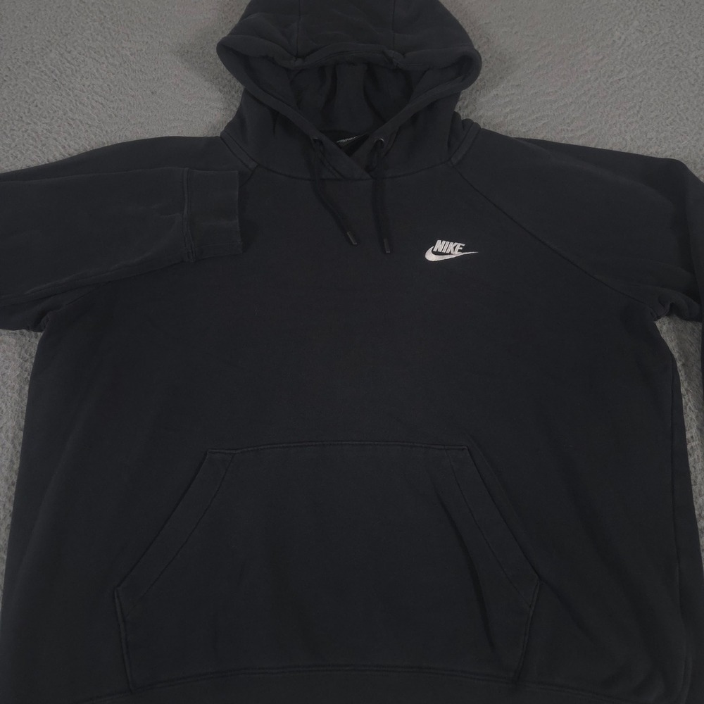 Nike Hoodie Womens Large Black Sportswear Essential Fleece Pullover Logo Pocket